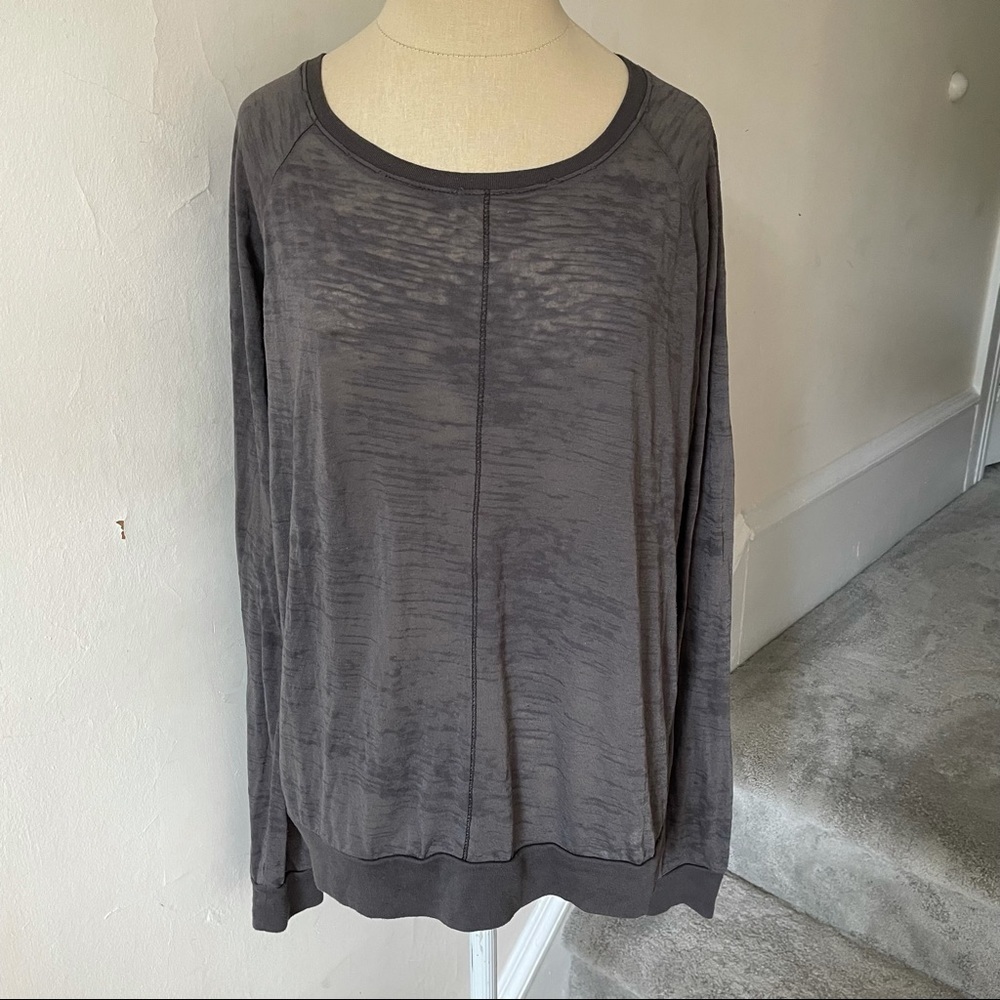 Nation LTD Gray Burnout Pullover Cotton Blend Light Weight Sweatshirt Top Sz 3/M
